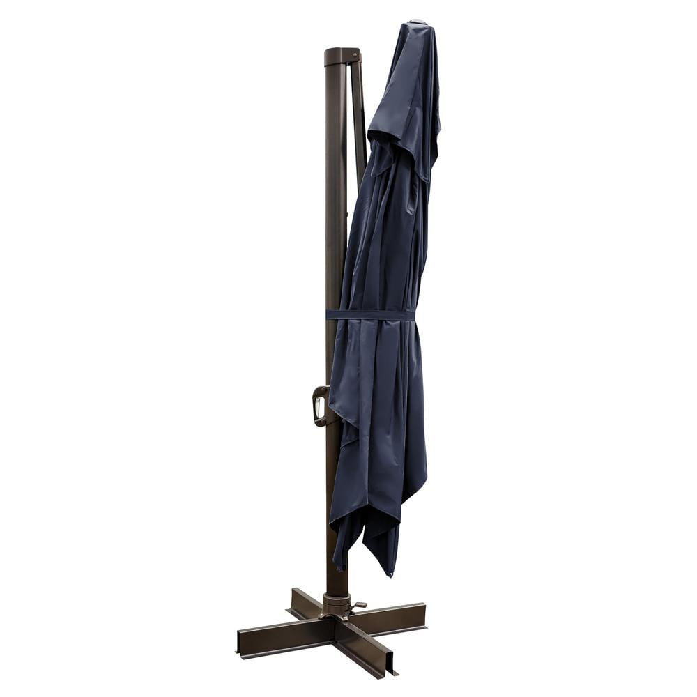 13 ft. Navy Blue Polyester Rectangular Cantilever Patio Umbrella with Aluminum Stand
