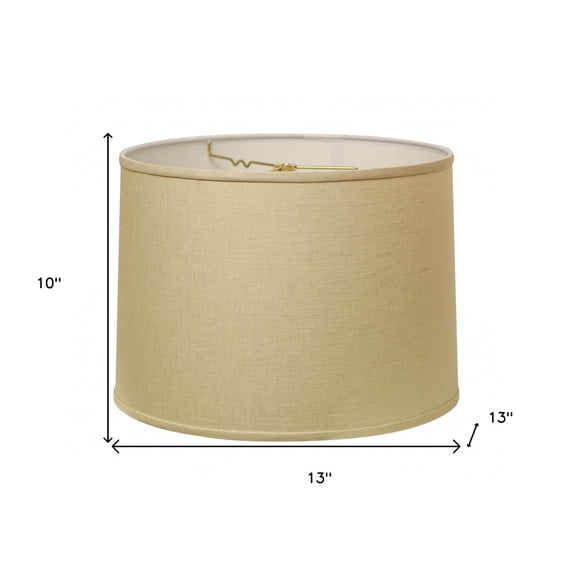13" Parchment Beige Throwback Drum Linen Lampshade