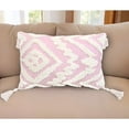 thumbnail image 1 of HomeRoots 13" X 20" Pink And White Textural Abstract Throw Pillow With Tassels, 1 of 6