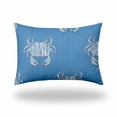 thumbnail image 1 of HomeRoots 14" X 20" Blue, White Crab Zippered Coastal Lumbar Indoor Outdoor Pillow Cover, 1 of 5