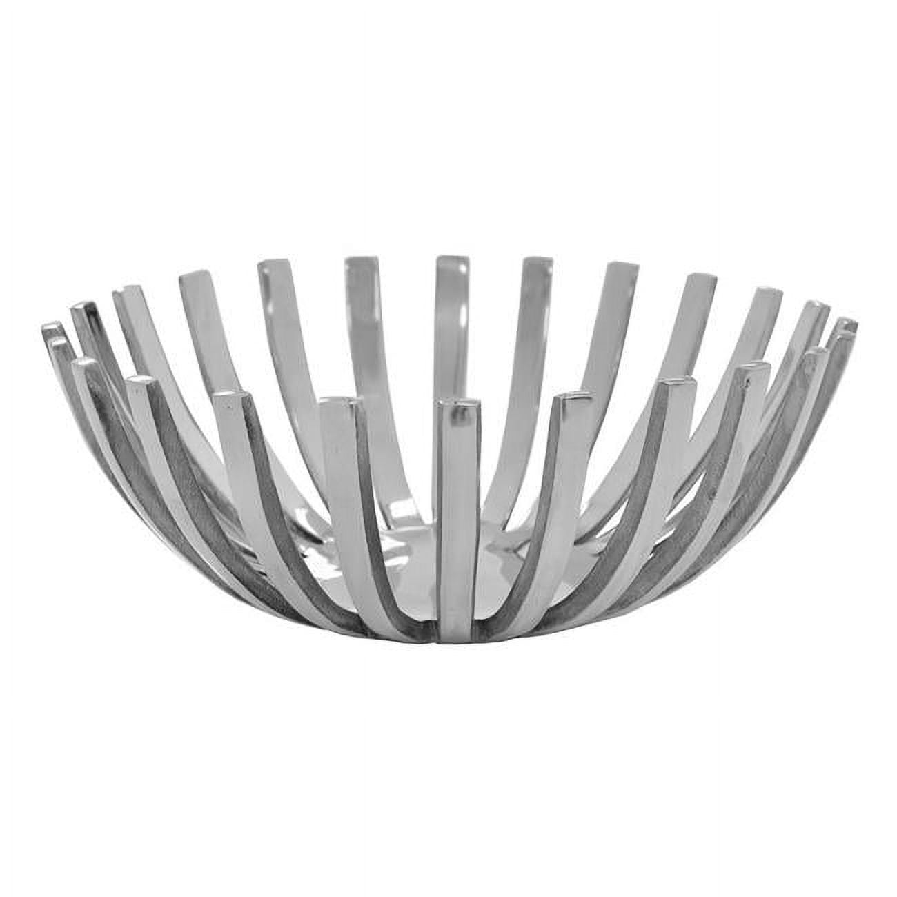 HomeRoots 14 in. Round Stainless Steel Open Centerpiece Bowl - Silver