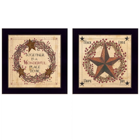 HomeRoots 14 x 14 x 1 in. Together Is A Wonderful Place Black Framed Print Wall Art - Set of 2