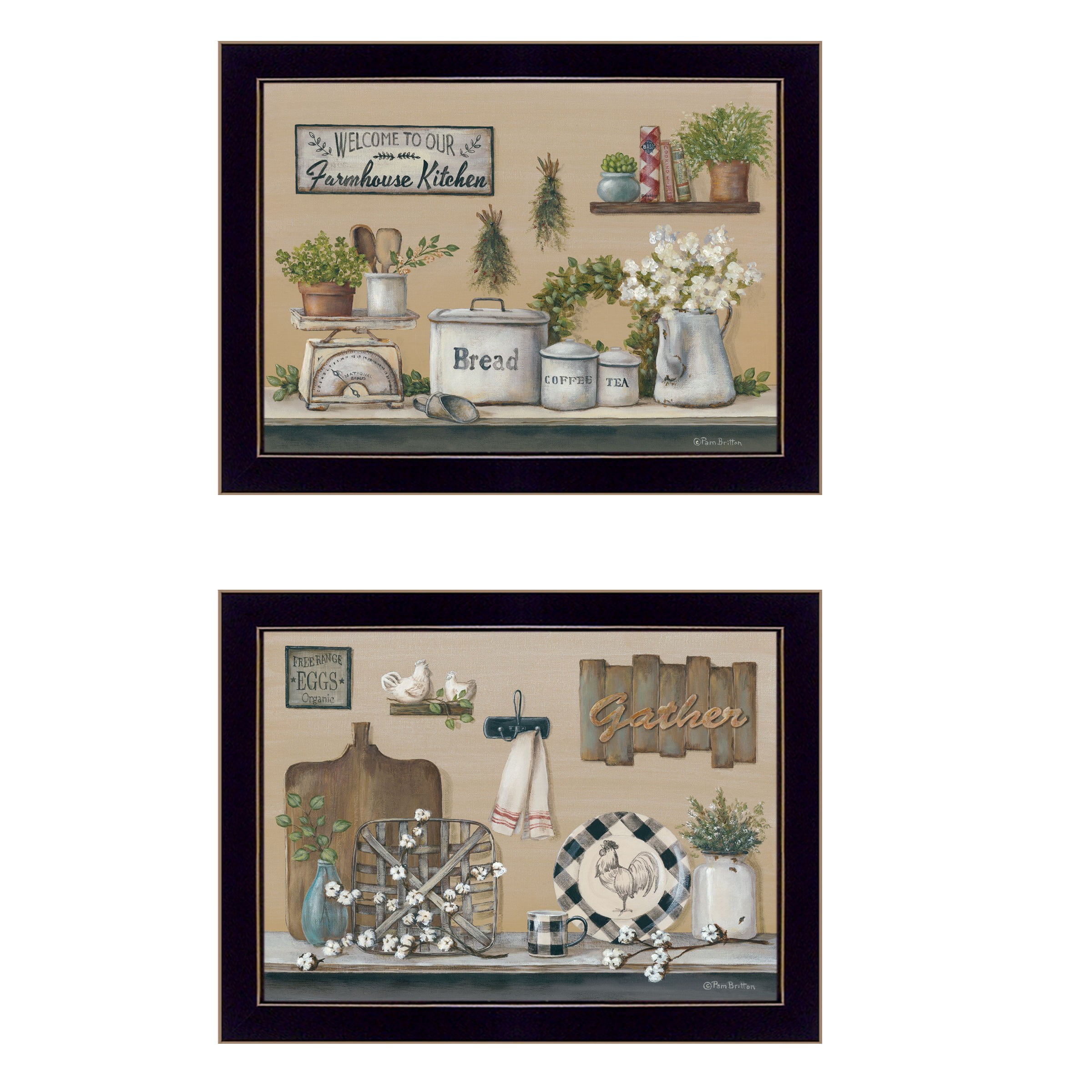 Farmhouse Kitchen Black Framed Canvas Print Set