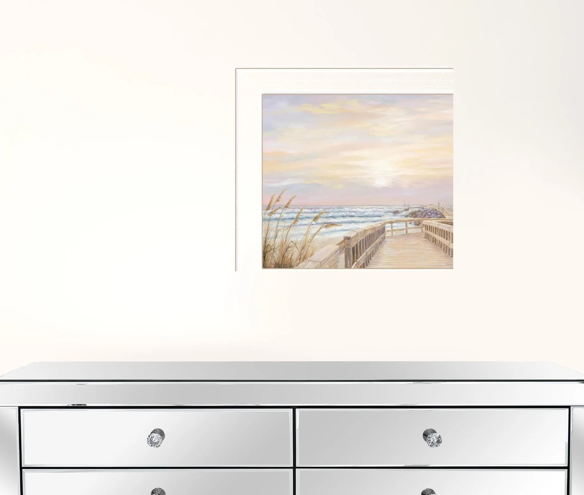White Framed Sunrise Sunset Landscape Print Set