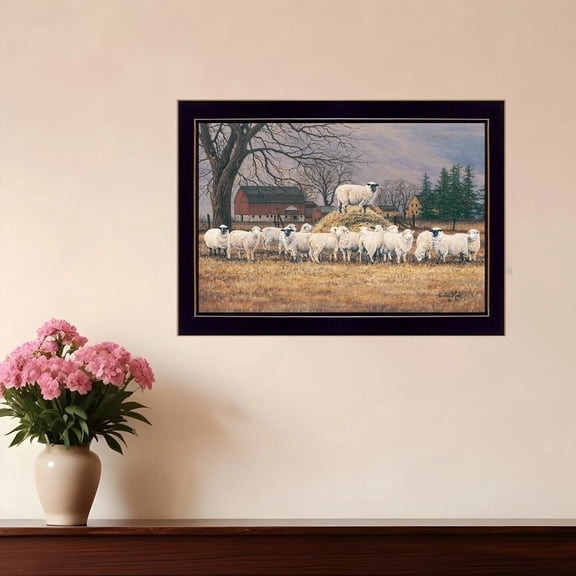 HomeRoots 14 x 20 x 1 in. Wool Gathering 1 Black Framed Print Wall Art