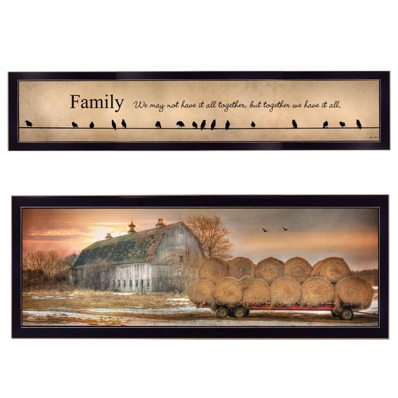 HomeRoots 14 x 38 x 1 in. Together Blessed We Have It All 2 Black Framed Print Wall Art - Set of 2