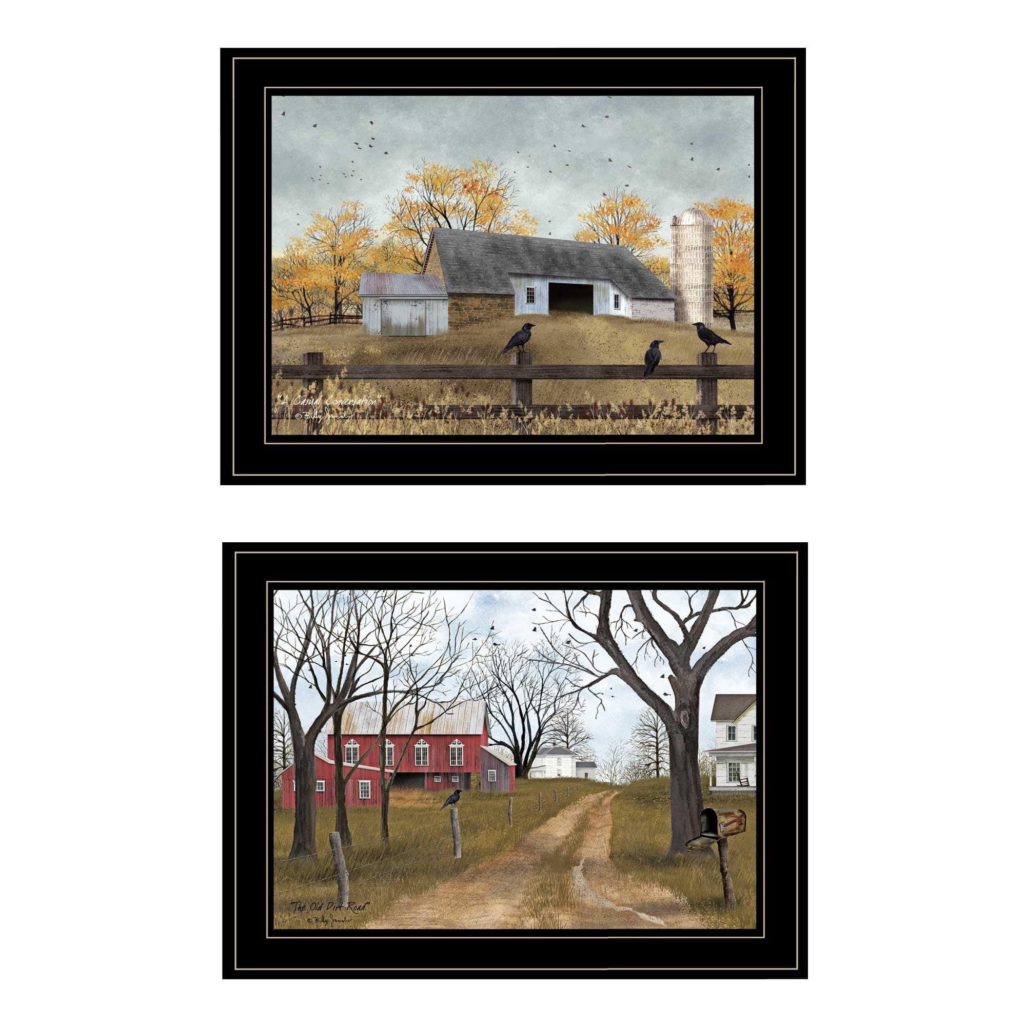 Country Roads Black Framed Print Wall Art Set