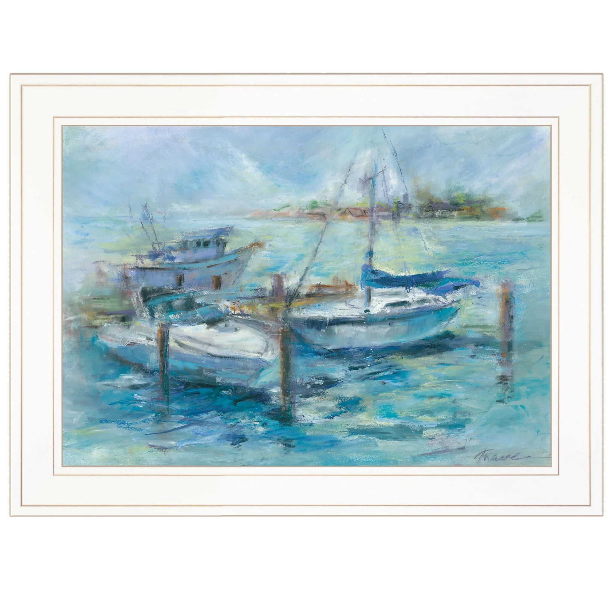 Dockside White Framed Abstract Nautical Print Wall Art