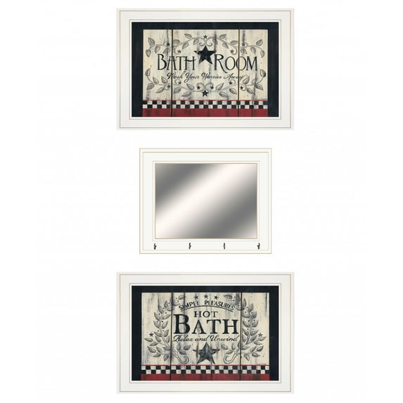 HomeRoots 15 x 19 x 1 in. Hot Bath 15 White Framed Print Wall Art - Set of 3