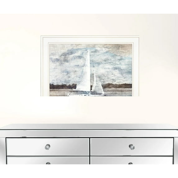 HomeRoots 15 x 19 x 1 in. Sailboat On Water 2 White Framed Print Wall Art