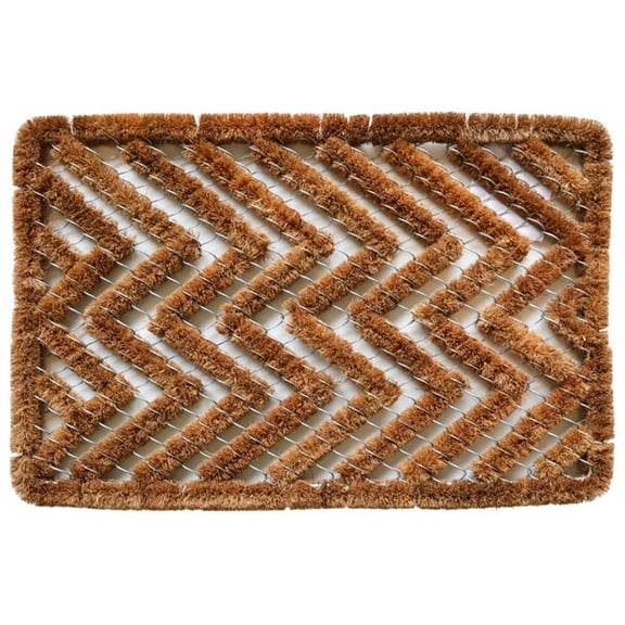 HomeRoots 576964 16 x 24 in. Brown Coir Zig Zag Outdoor Door Mat