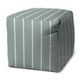 thumbnail image 1 of HomeRoots 17" Blue Cube Striped Indoor Outdoor Pouf Cover, 1 of 6