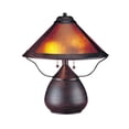 thumbnail image 1 of 17" Rust Metal Two Light Table Lamp With Amber Empire Shade, 1 of 5