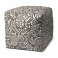thumbnail image 1 of 17" Taupe 100% Polyester Cube Paisley Indoor Outdoor Pouf Ottoman, 1 of 5