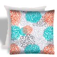 thumbnail image 1 of 17" X 17" Orange And White Zippered Floral Throw Indoor Outdoor Pillow, 1 of 5