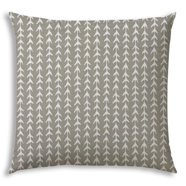 HomeRoots 17" X 17" Taupe And White Blown Seam Geometric Lumbar Indoor Outdoor Pillow