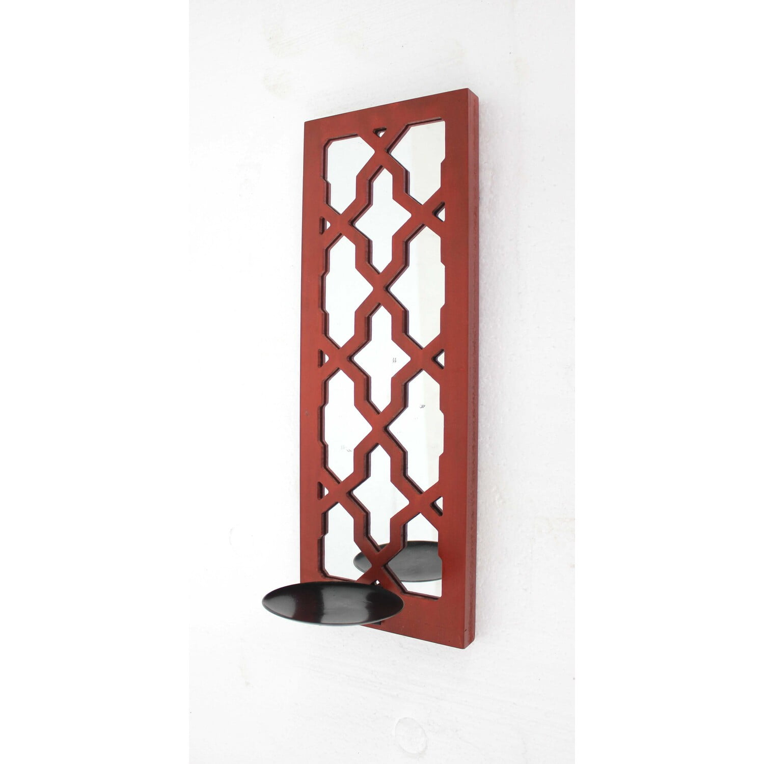 17 X 5 X 6 Red Mirrored - Candle Holder Sconce 17 X 5 X 6 Red Mirrored - Candle Holder Sconce