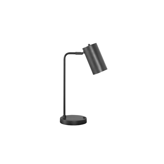 18" Gray Metal Round USB Table Lamp With Gray Cylinder Shade
