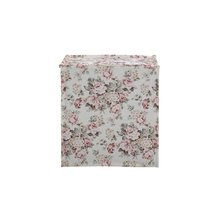 HomeRoots 18" Ivory Linen Floral Ottoman