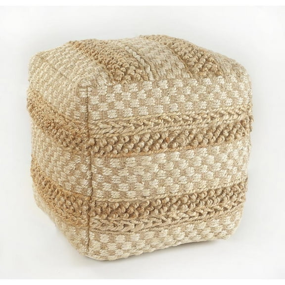 HomeRoots 18" Tan Jute Ottoman