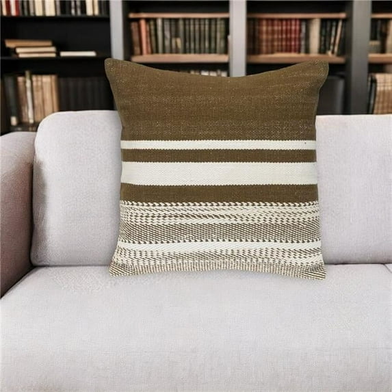 HomeRoots 529234 18 in. Brown & White Cotton Throw Pillow