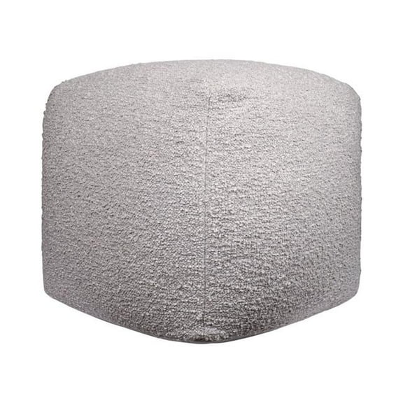 HomeRoots 551571 18 in. Gray Polyester Cube Outdoor Pouf Ottoman