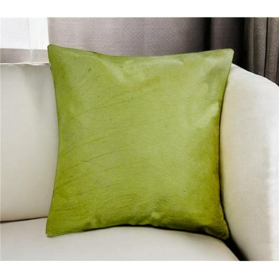 HomeRoots 544593 18 in. Lime Green Cowhide Throw Pillow
