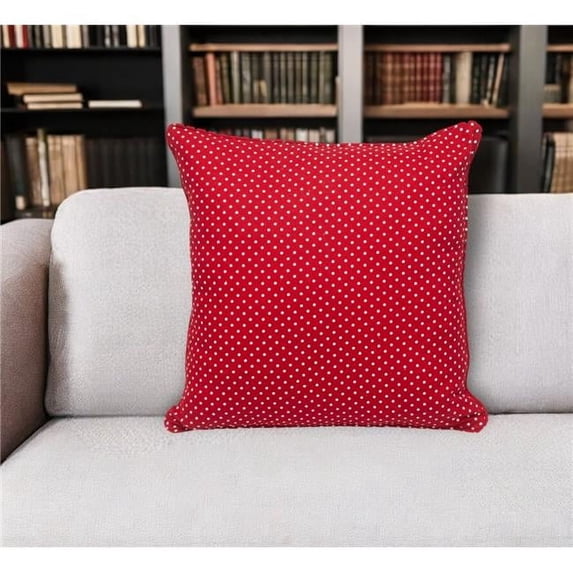 HomeRoots 529292 18 in. Red & White Cotton Reversible Throw Pillow
