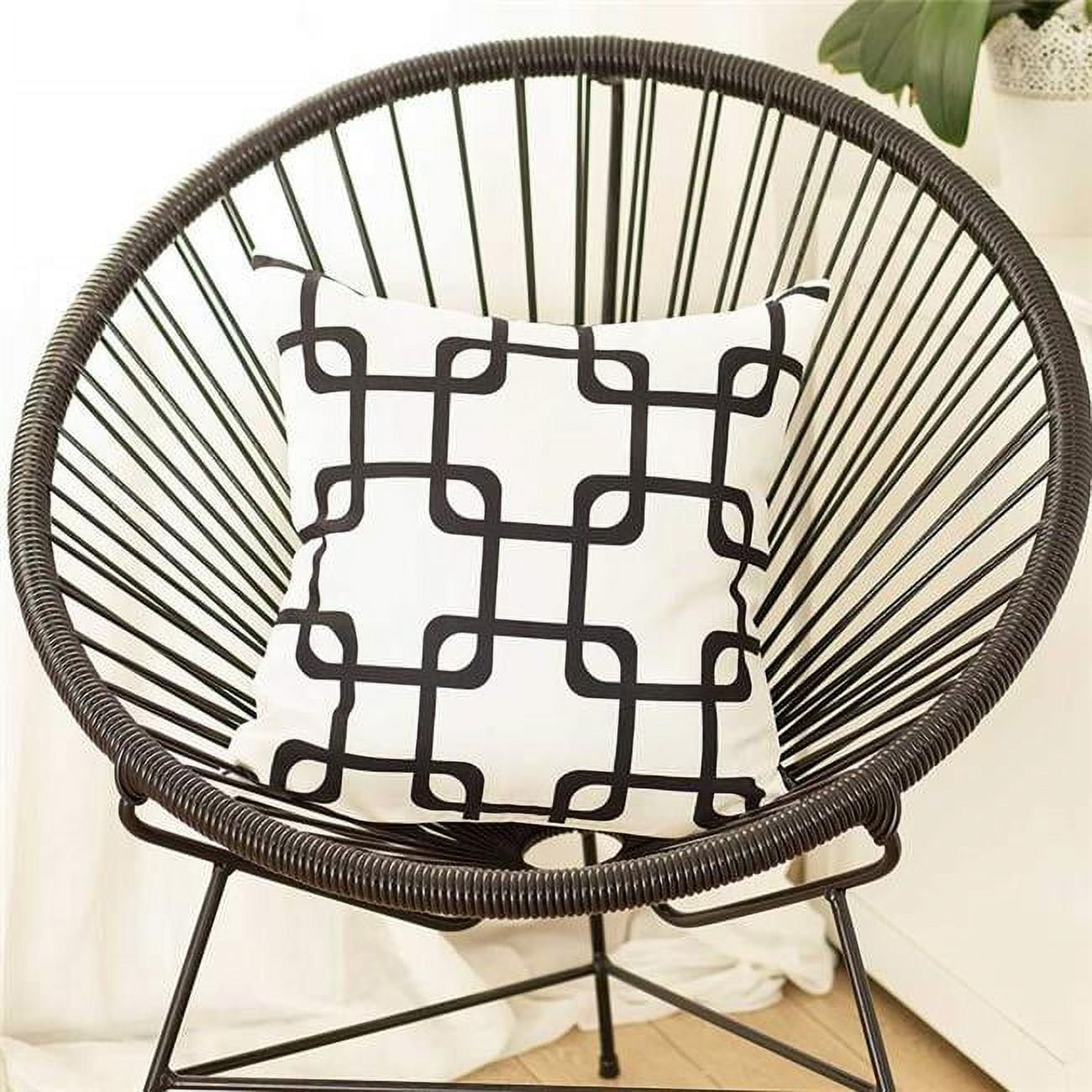 GeoSquares 18" Black and White Polyester Throw Pillow Cover