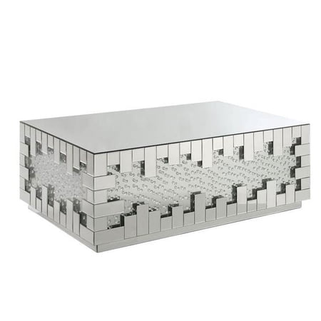 HomeRoots 18 x 48 x 29 in. Silver Mirrored & Manufactured Wood Rectangular Mirrored Coffee Table