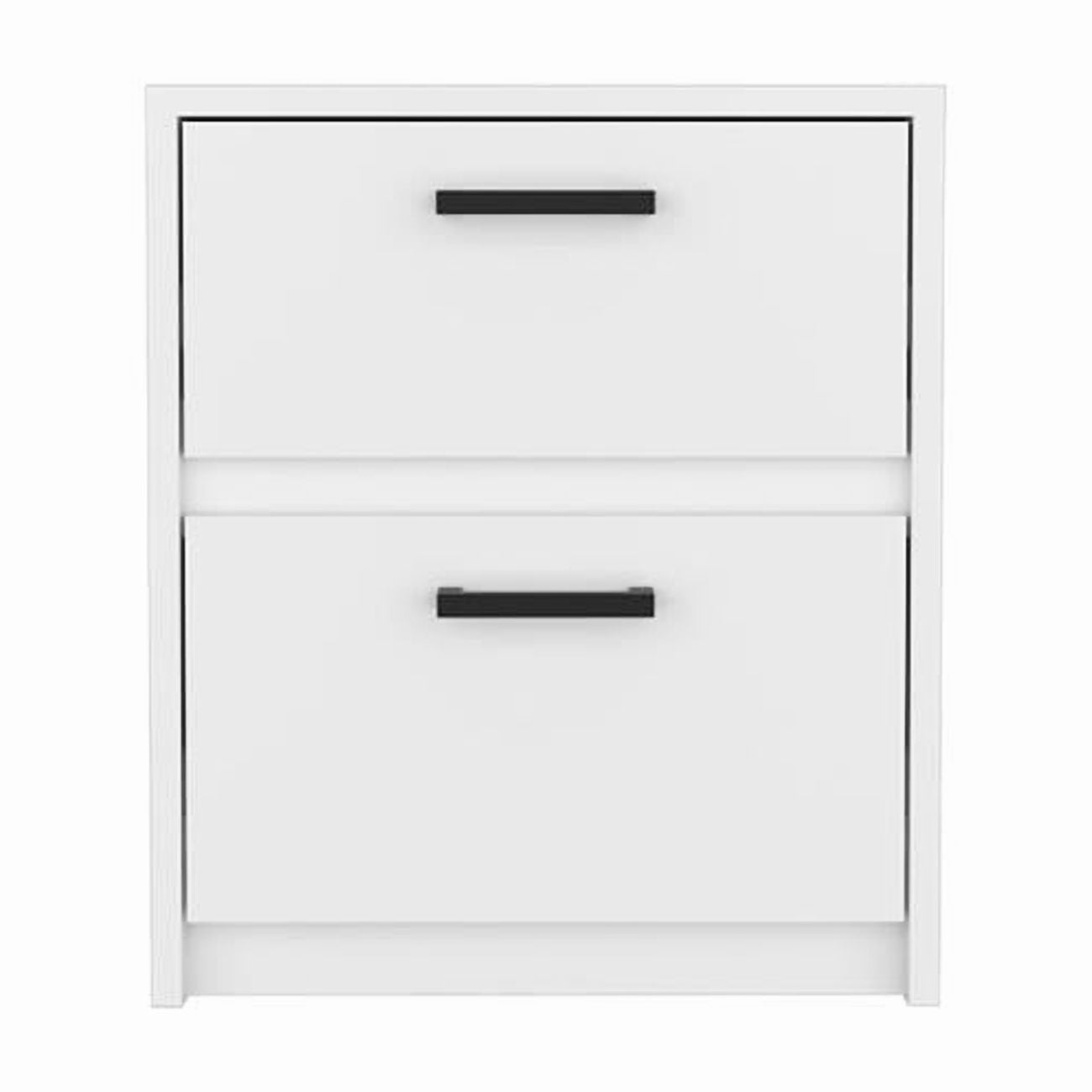 HomeRoots 19 in. Two Drawer Faux Wood Nightstand, White