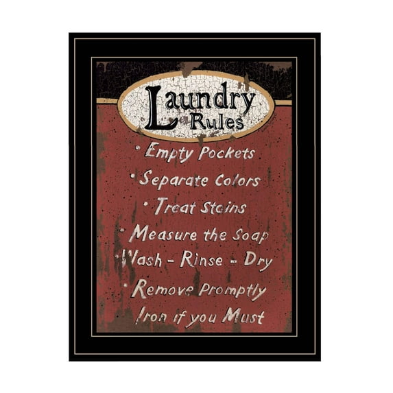 HomeRoots 19 x 15 x 1 in. Laundry Rules 4 Black Framed Print Bathroom Wall Art