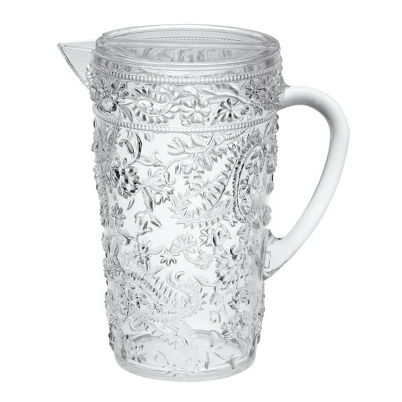 HomeRoots 2.5 Quart Clear Paisley Acrylic Pitcher