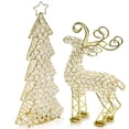 thumbnail image 1 of HomeRoots 354785 2.5 x 8 x 14 in. Reno Cristal Gold Reindeer Tabletop, 1 of 2