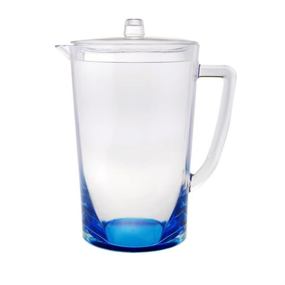 HomeRoots 2.75 Quart Clear And Blue Acrylic Pitcher