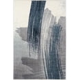 thumbnail image 1 of HomeRoots 487594 2 x 10 ft. White & Blue Abstract Power Loom Stain Resistant Rectangle Area Rug, 1 of 10