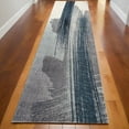thumbnail image 1 of 2' X 20' White And Blue Abstract Power Loom Stain Resistant Area Rug, 1 of 10