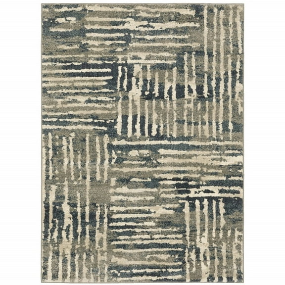HomeRoots 2' X 3' Blue And Beige Abstract Power Loom Stain Resistant Area Rug