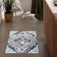 thumbnail image 1 of 2' X 3' Blue And Beige Oriental Washable Non Skid Area Rug, 1 of 5