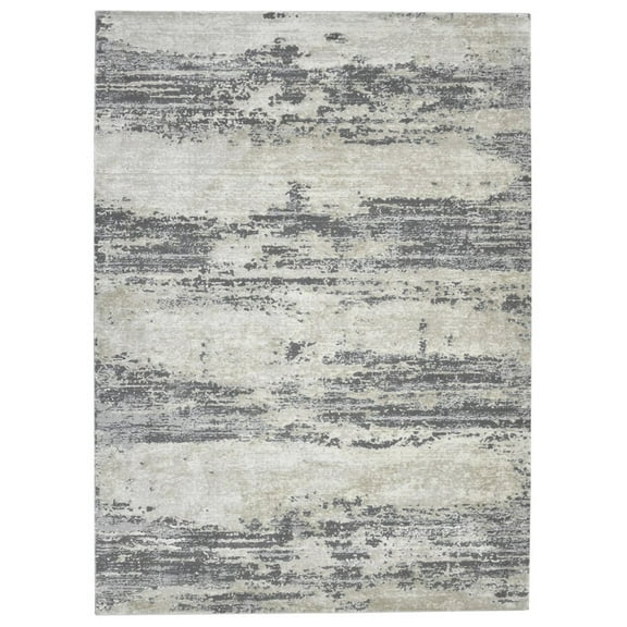 HomeRoots 2' X 3' Blue And Gray Abstract Power Loom Area Rug