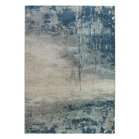 HomeRoots 2' X 3' Blue And Gray Abstract Power Loom Area Rug