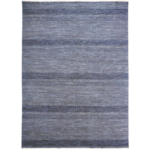 HomeRoots 513857 2 x 3 ft. Blue & Gray Wool Striped Hand Knotted Rectangle Area Rug