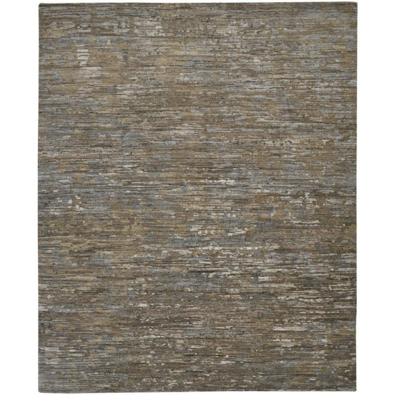 2' X 3' Brown And Gray Wool Abstract Hand Knotted Area Rug