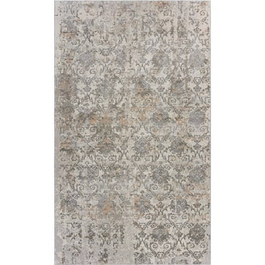 HomeRoots 2' X 3' Cream Abstract Distressed Area Rug