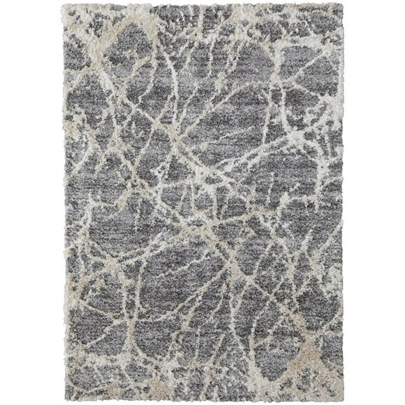 HomeRoots 2' X 3' Gray And Ivory Abstract Power Loom Stain Resistant Area Rug