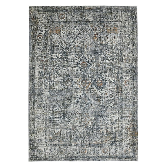HomeRoots 2' X 3' Gray And Ivory Oriental Power Loom Area Rug