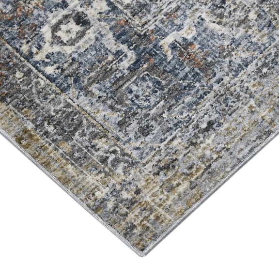 2' x 3' Gray and Ivory Oriental Power Loom Area Rug