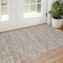 HomeRoots 2' X 3' Gray And Ivory Wool Hand Woven Area Rug
