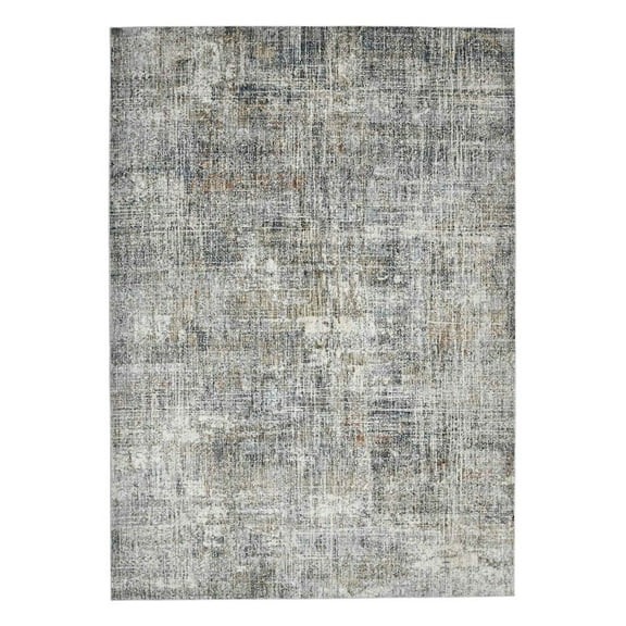 HomeRoots 2' X 3' Gray And Orange Abstract Power Loom Area Rug