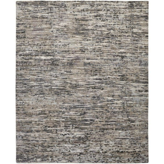 2' X 3' Gray Blue And Silver Wool Abstract Hand Knotted Area Rug